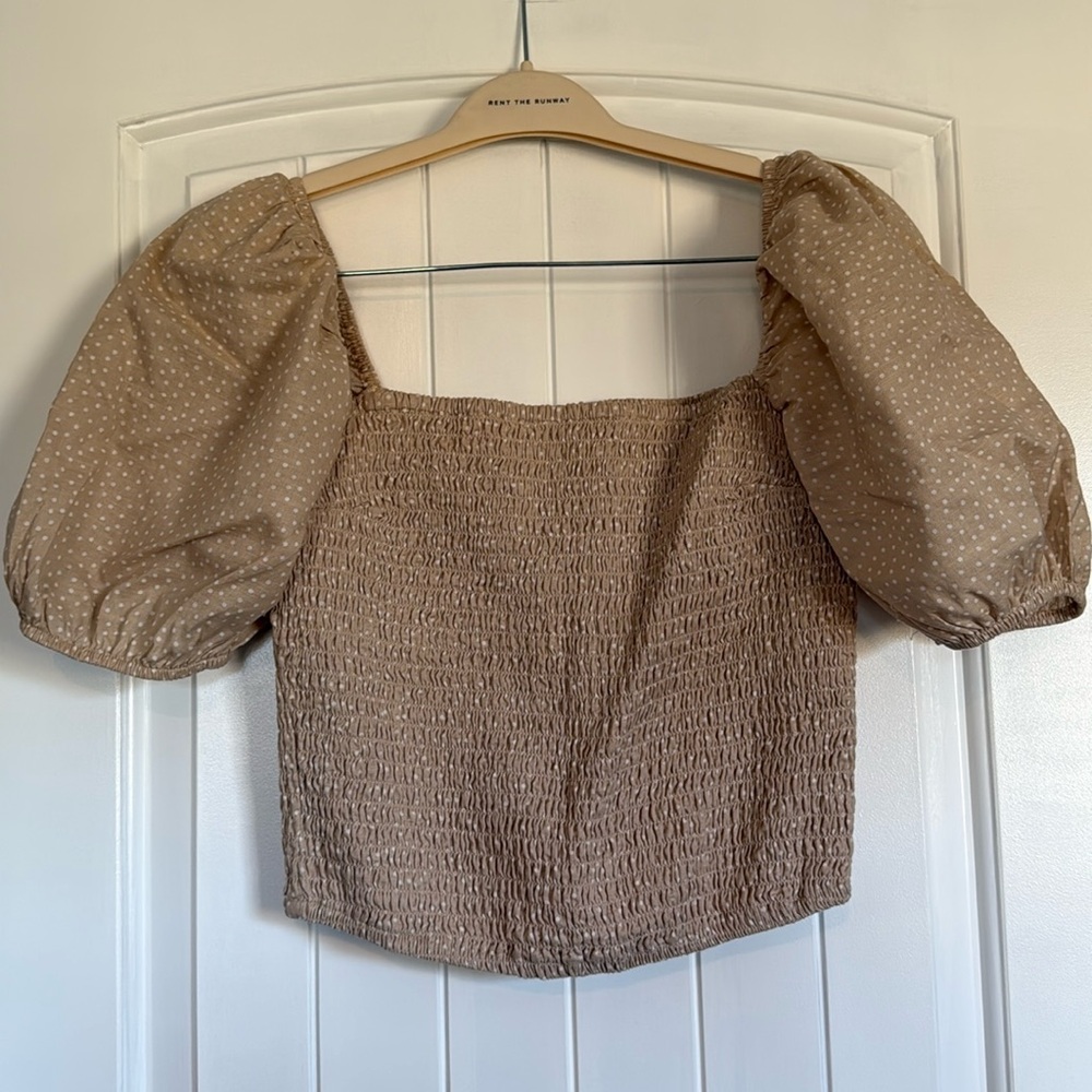 Abercrombie & fitch puff sleeve polka dot smocked top size M